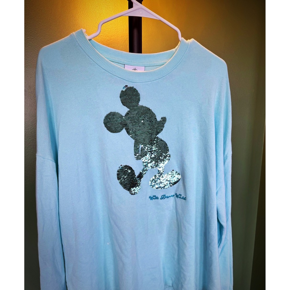 Disney Light Blue Sequin Mickey Mouse Sweatshirt